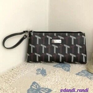 Tignanello Wristlet Clutch Black & Maroon
